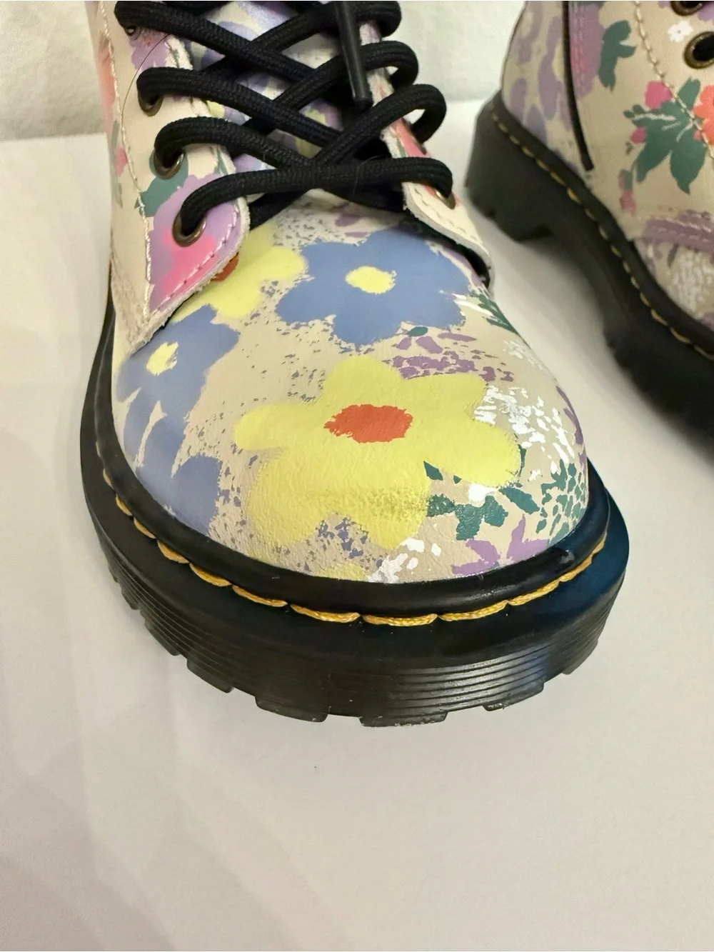 Dr. Martens 1460 Kids Floral Mash Up Leather Lace Boots